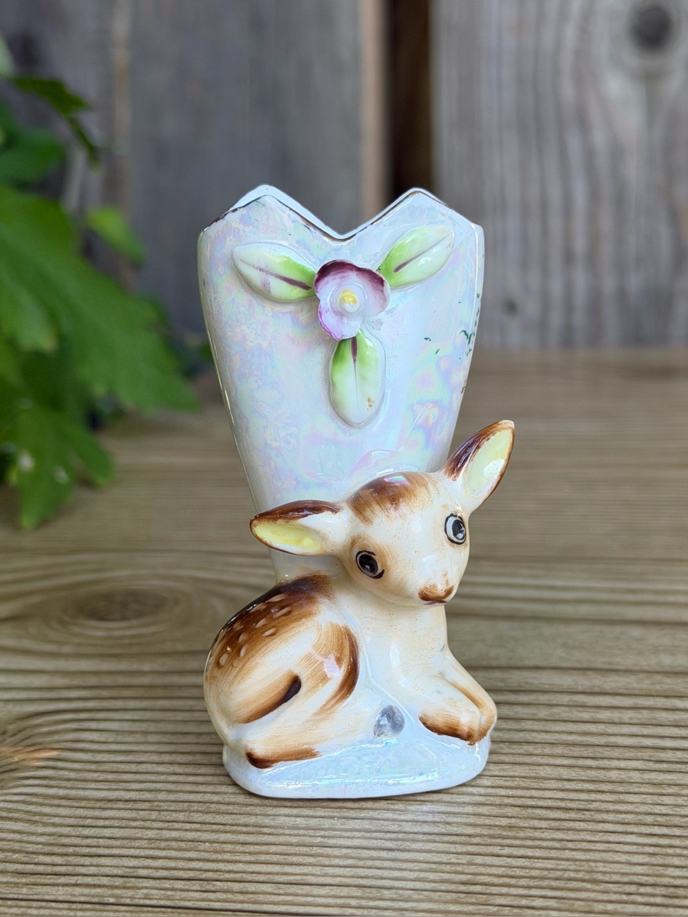 Vintage Miniature 3” Mid Century Fawn Deer Ceramic Bud Vase